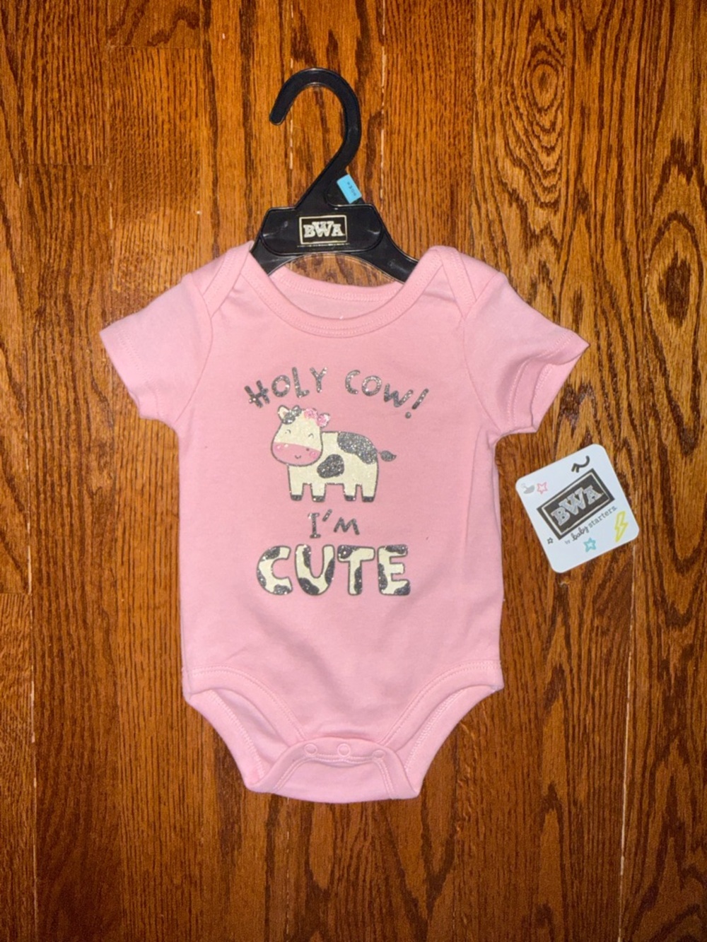 Cute Pink 'Holy Cow! I'm Cute' Baby Bodysuit -